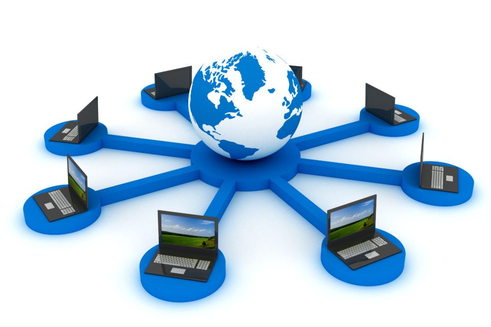 Global network the Internet. 3D image. Illustrations.